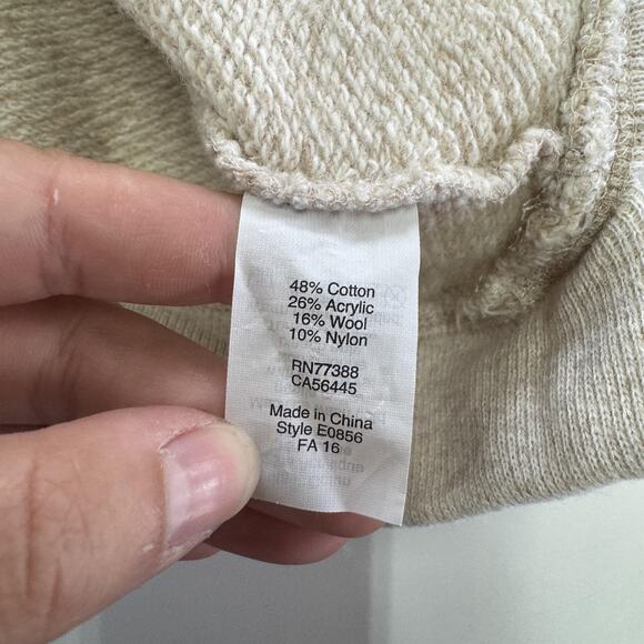 J.Crew Sweater Womens XS Petite Beige Cowl Funnel Neck Kangaroo Pocket E0856 - Picture 4 of 6